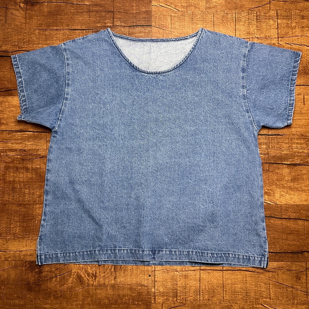 Los Angeles Apparel Denim T-Shirt Womens Unisex S Blue Oversized Boxy USA